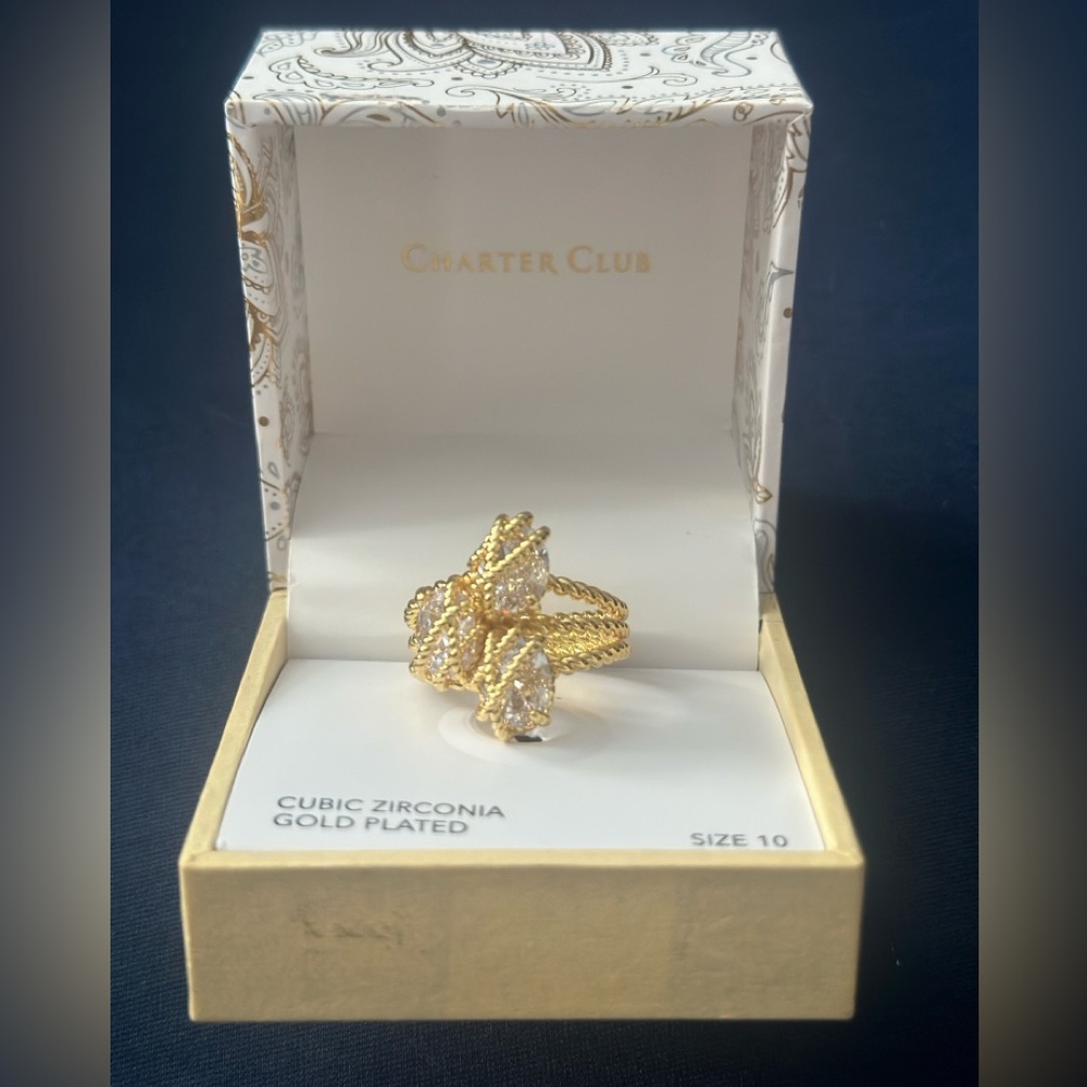 Charter Club Gold Plated Cubic Zirconia Size 10 Ring